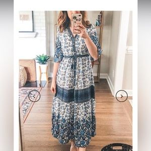 FP to Love blue and white floral dress size L